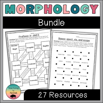 Preview of Morphology Bundle - Prefix, Suffix, and Base Slideshows and Practice Sheets