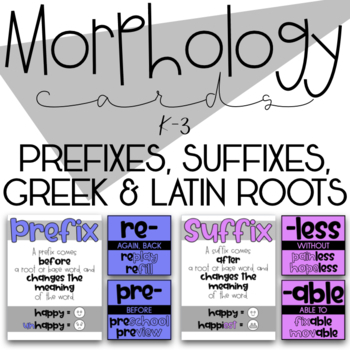 Preview of Morphology Cards/Posters - Prefixes, Suffixes, Base Words, Greek & Latin Roots