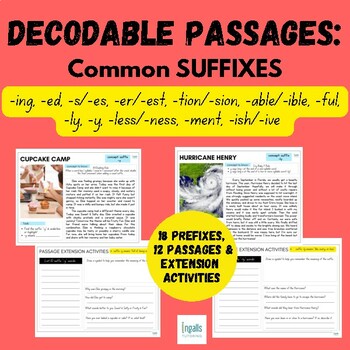 Preview of Morphology Decodable Passages: 18 Common Suffixes w/ Extension/Comprehension