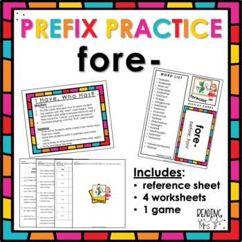 Preview of Morphology Practice Activities: The Prefix FORE-