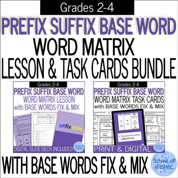 Preview of Root, Prefix & Suffix Word Matrix Word Building Activities Bundle:  FIX & MIX