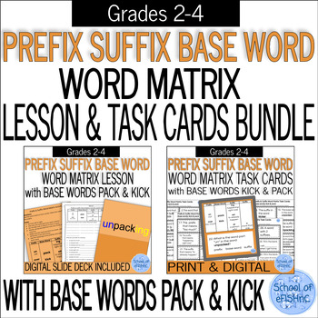 Preview of Root, Prefix & Suffix Word Building Word Matrix Activities Bundle:  PACK & KICK