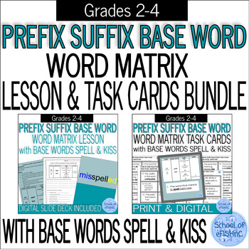 Preview of Root, Prefix & Suffix Word Building Word Matrix Activities Bundle:  SPELL & KISS