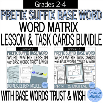 Preview of Root, Prefix & Suffix Word Building Word Matrix Activities Bundle:  TRUST & WISH