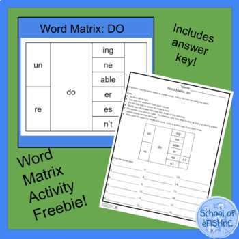 Preview of Prefix Suffix Root Word Building with a Word Matrix Morphology Freebie!