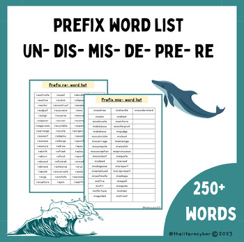 Preview of Morphology Prefixes un- dis- mis- de- pre- re- Word Lists | Literacy Printable