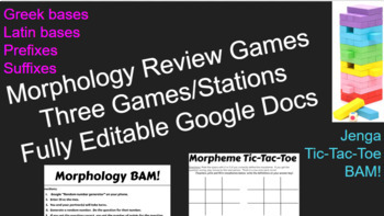 Preview of Morphology Review Games or Stations (Greek and Latin roots, prefixes, suffixes) 