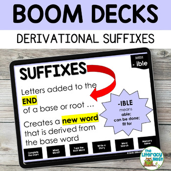 Preview of Morphology Task Cards Derivational Suffixes Boom Digital Task Cards