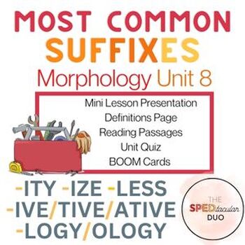 Preview of Morphology Unit 8 - Most Common Suffixes (ity, ive/tive/ative, ize, less, ology)