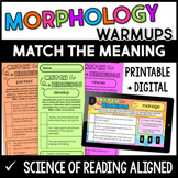 Morphology Warmups Set 4: Match the Meanings - Focus on Affixes