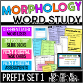 Morphology Word Study Lists + Task Cards + Quizzes - Prefi