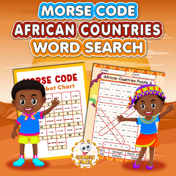 Preview of Morse Code Alphabet "African Countries" Word Search Puzzles Activities