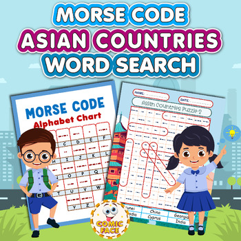 Preview of Morse Code Alphabet "Asian Countries" Word Search Puzzles Activities