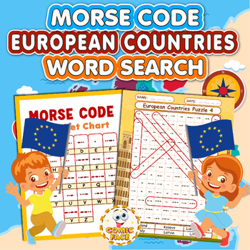 Preview of Morse Code Alphabet "European Countries" Word Search Puzzles Activities