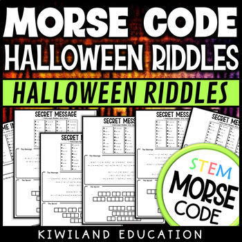 Preview of Morse Code Crack the Code with Halloween Riddles and Jokes Activity Worksheets