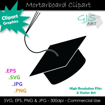Mortarboard Hat Graphic - Graduation Cap Clipart by GJSArt | TPT