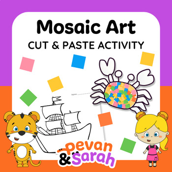 Preview of Mosaic Art Cut & Paste | Pirate-Themed Scissor Skills Craft | Fine Motor Skills