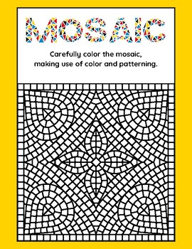 Preview of Mosaic Coloring Visual Arts Worksheet | Colorful Lined Style