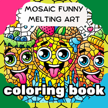 Preview of Mosaic Funny melting art coloring pages for kids 7-12 and adult