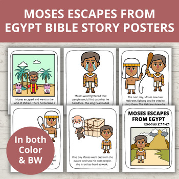 Preview of Moses Escapes from Egypt, Bible Posters, Bulletin Board Ideas, Coloring Pages