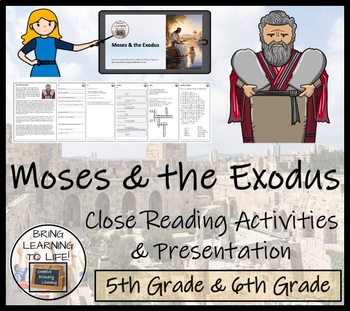 Preview of Moses & the Exodus Story Close Reading Activity | 5th Grade & 6th Grade