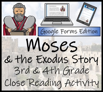 Preview of Moses & the Exodus Story Close Reading Digital & Print | 3rd Grade & 4th Grade