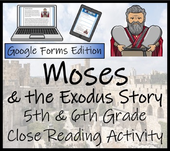 Preview of Moses & the Exodus Story Close Reading Digital & Print | 5th & 6th Grade