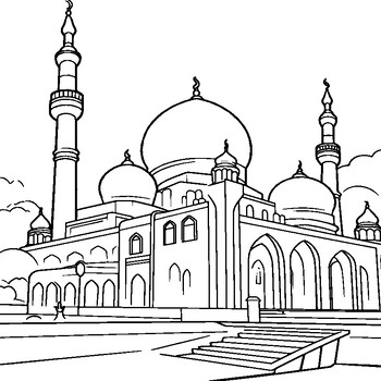 Mosque Coloring Book : Islamic Coloring Pages For Muslim For Boys & Girls