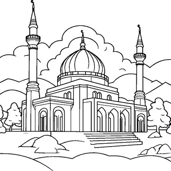 Mosque Coloring Book : Islamic Coloring Pages For Muslim For Boys & Girls