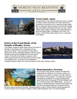 Preview of World's Most Beautiful Castles Activity Packet