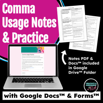 Preview of Most Common Comma Usage Rules | Notes & Practice with Intervention Docs & Forms™