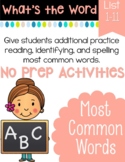 Most Common Words: A Reading Horizons Supplemental Activit