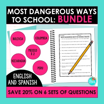 Preview of Most Dangerous Ways to School Questions in Spanish and English BUNDLE Sub Plans