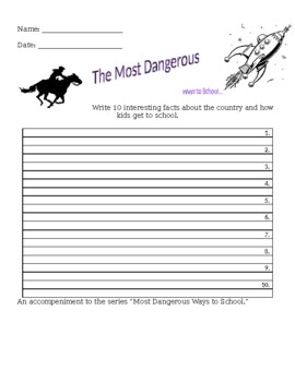 Preview of Most Dangerous Ways to School (fact finder) Report Template