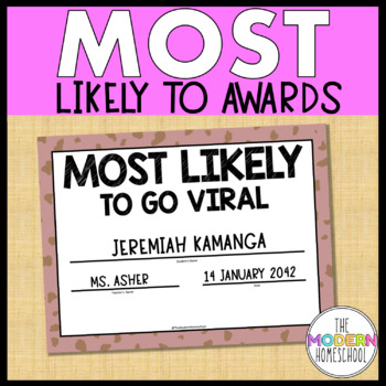 Preview of Most Likely To Awards for Middle School and High School