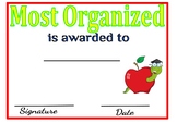 Most Organized Certificate: Personality Awards
