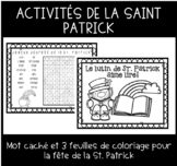 Mot caché et coloriage St. Patrick Colouring pages in French