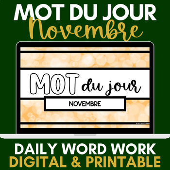 Preview of Mot du jour | French Daily Word Work | November | Novembre