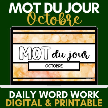 Preview of Mot du jour | French Daily Word Work | October | Octobre