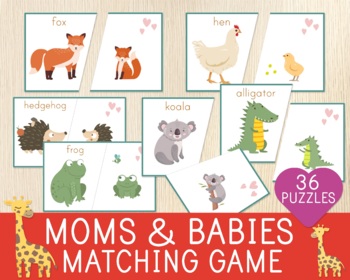 task cards match mother and baby animals