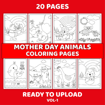 Preview of Mother Day Animals Coloring Pages For Kids