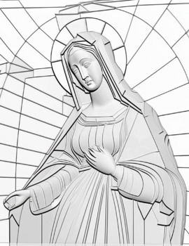 Preview of Mother Mary Coloring Pages| 1-page coloring page in  3D| Digital Download