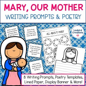 Preview of Mother Mary Writing Prompts and Poetry | May Catholic Bulletin Board