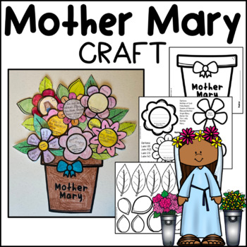 Preview of Mother Mary flower bouquet Catholic activity for May Crowning