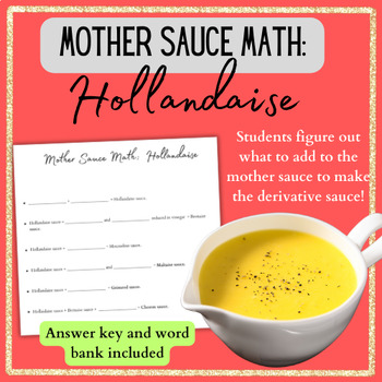 Preview of Mother Sauce Math Hollandaise Partner Work Culinary Art Family Consumer Science