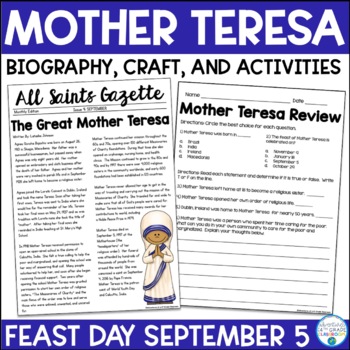 Preview of Mother Teresa Biography & Activities (St. Teresa of Calcutta)