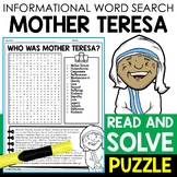 Mother Teresa Biography Word Search Puzzle Word Find Activity