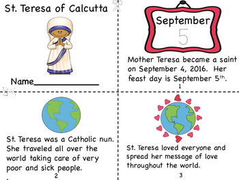 Preview of Mother Teresa/St. Teresa of Calcutta Mini Book and Coloring Pages
