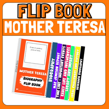 Preview of Mother Teresa flip book Biography Research Project Report womens history month