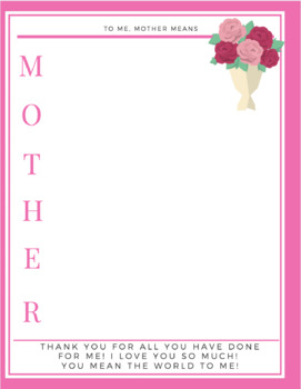 Preview of Mother's Day Acrostic Poem